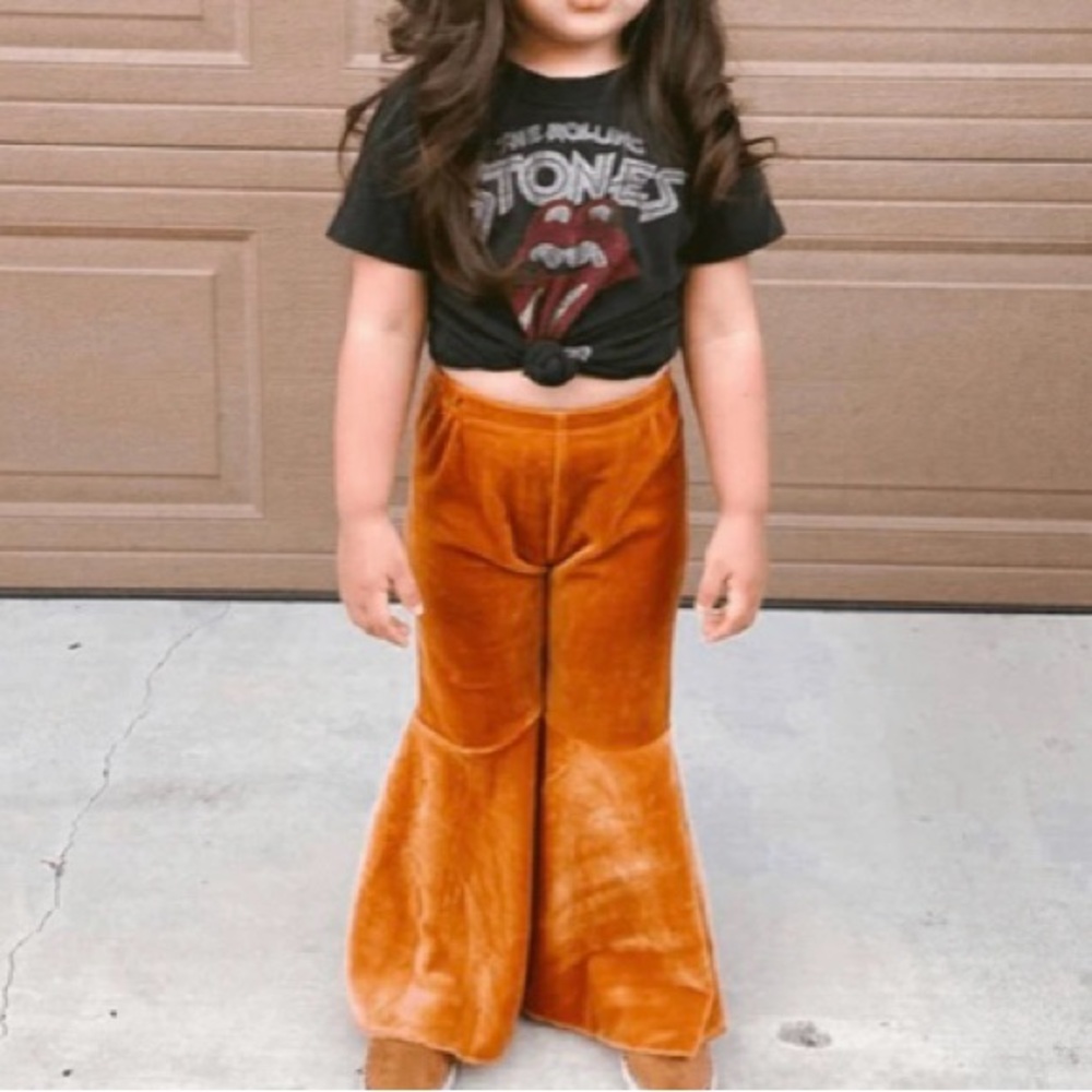 Baileys Blossom pleated velour bell bottoms size 8